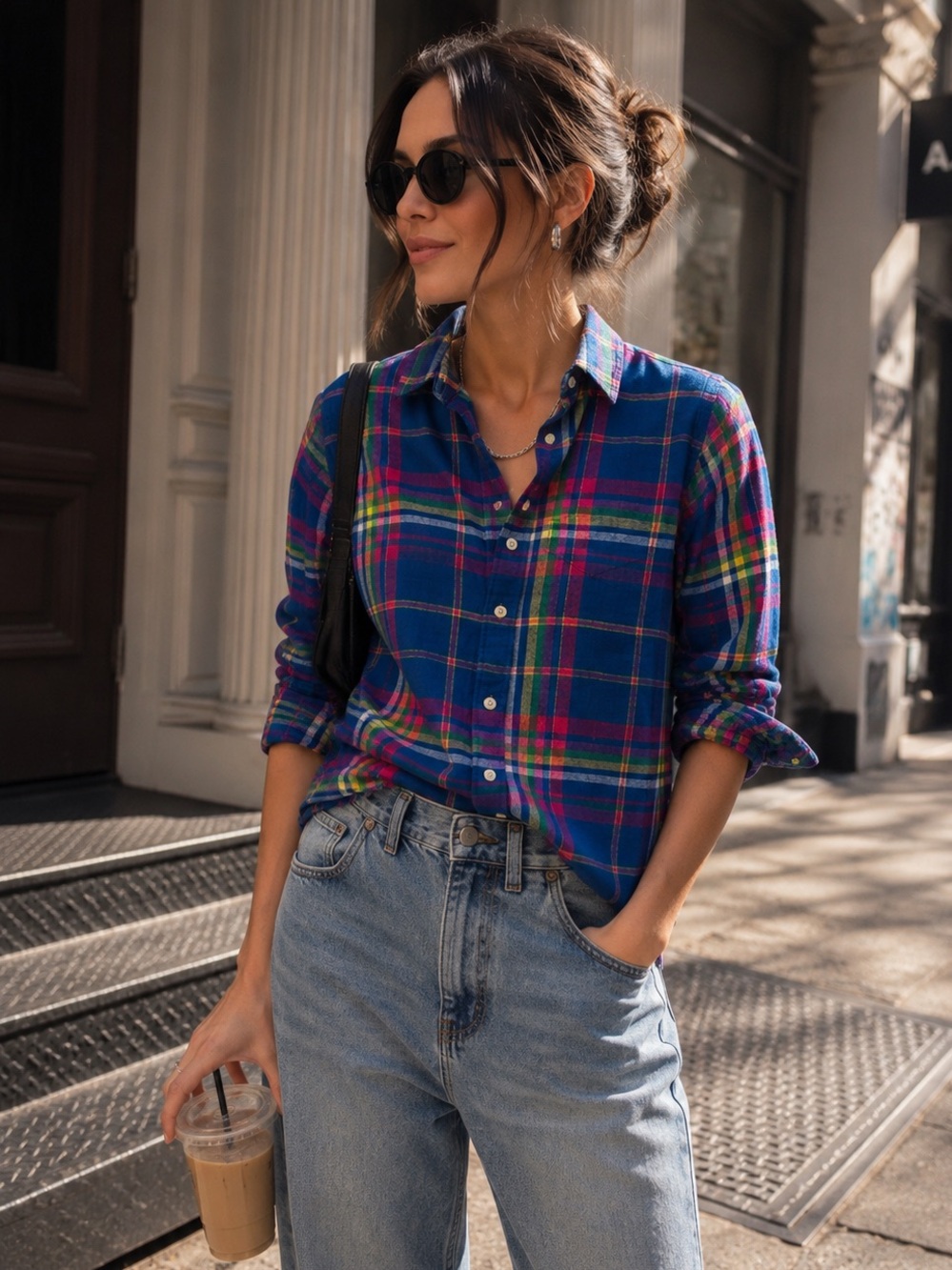 J.Crew Plaid Flannel Shirt Women’s Size 2 Colorful Button Front Classic Fit